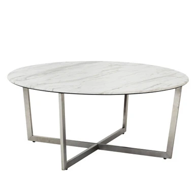 Paige Round Coffee Table - White/Stainless Steel 2 Paige Round Coffee Table - White/Stainless Steel - Image 2