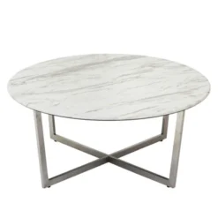 Paige Round Coffee Table - White/Stainless Steel 7 Paige Round Coffee Table - White/Stainless Steel -LOVESE Furniture Shop 010199012 3 97468.1690292086.386.513