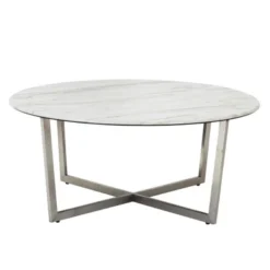 Paige Round Coffee Table - White/Stainless Steel 9 Paige Round Coffee Table - White/Stainless Steel -LOVESE Furniture Shop 010199012 40820.1690292085.386.513