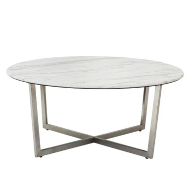 Paige Round Coffee Table - White/Stainless Steel 5 Paige Round Coffee Table - White/Stainless Steel - Image 5