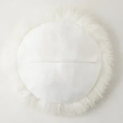 Mongolian Round Pillow 18" - White