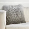 Ombre Mongolian Pillow 22" - Grey/Charcoal