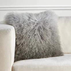 Ombre Mongolian Pillow 22" - Grey/Charcoal