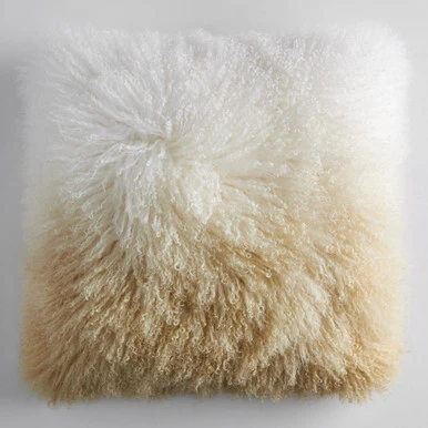 Ombre Mongolian Pillow 22" - White/Gold 6 Ombre Mongolian Pillow 22" - White/Gold - Image 6
