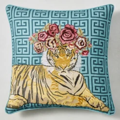 Jungle Queen Pillow 22" - Cerulean
