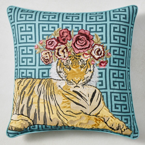 Jungle Queen Pillow 22" - Cerulean 1 Jungle Queen Pillow 22" - Cerulean