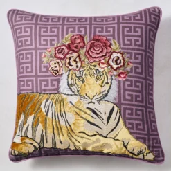 Jungle Queen Pillow 22" - Aubergine