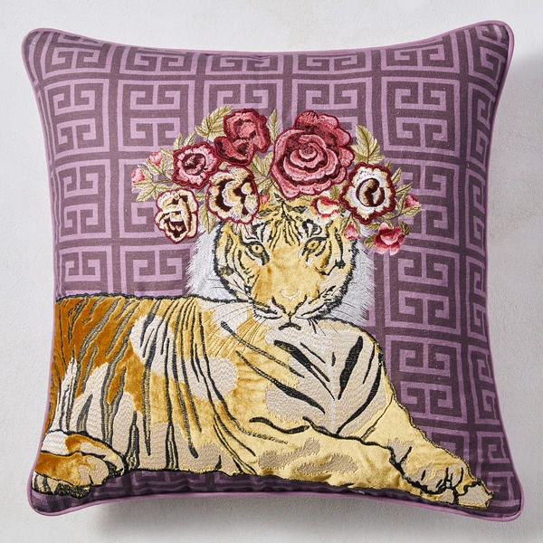 Jungle Queen Pillow 22" - Aubergine 1 Jungle Queen Pillow 22" - Aubergine