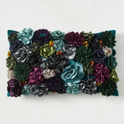 Posy Lumbar Pillow - Cerulean