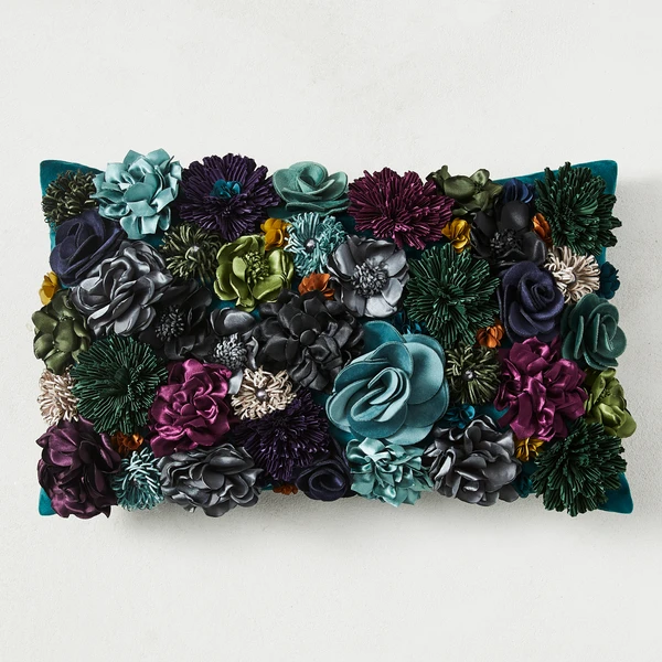 Posy Lumbar Pillow - Cerulean 1 Posy Lumbar Pillow - Cerulean