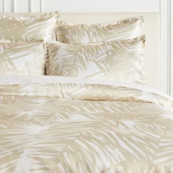 Tulum Palm Bedding - White/Champagne