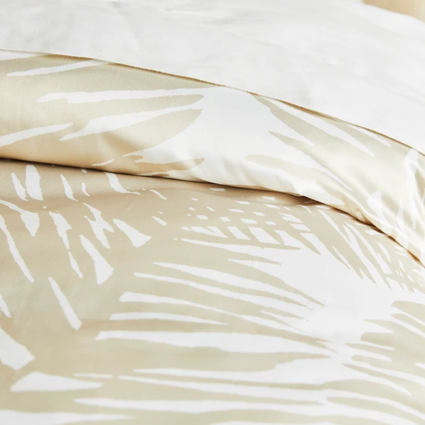 Tulum Palm Bedding - White/Champagne 2 Tulum Palm Bedding - White/Champagne - Image 2