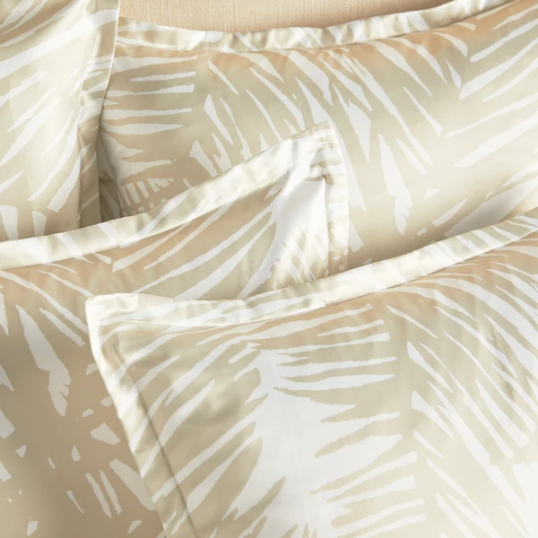 Tulum Palm Bedding - White/Champagne 3 Tulum Palm Bedding - White/Champagne - Image 3