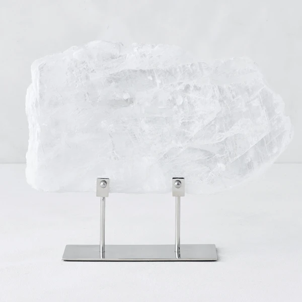 Selenite Slab On Metal Stand 1 Selenite Slab On Metal Stand