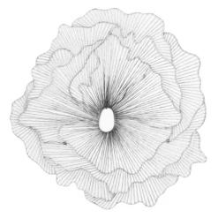 Large Poppy Flower Wall Decor - Silver/Black