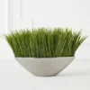 Faux Grass In Silver Pot