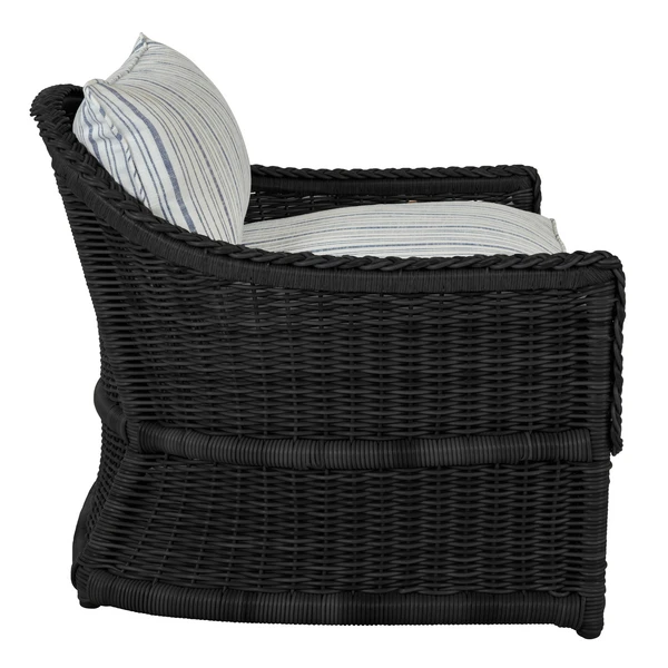 Emilia Ebony Lounge Chair - Linen Indigo Stripe 3 Emilia Ebony Lounge Chair - Linen Indigo Stripe - Image 3