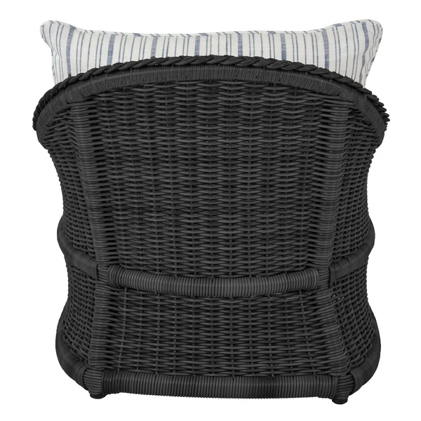 Emilia Ebony Lounge Chair - Linen Indigo Stripe 4 Emilia Ebony Lounge Chair - Linen Indigo Stripe - Image 4