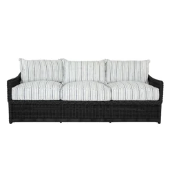 Emilia Ebony Sofa - Linen Indigo Stripe