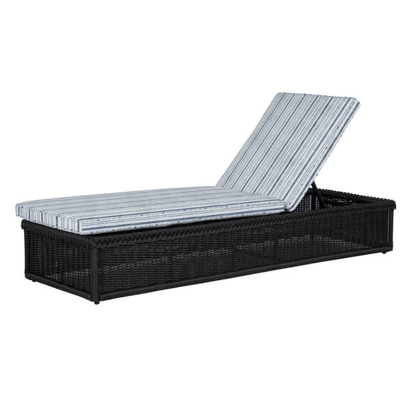 Emilia Ebony Chaise - Linen Indigo Stripe 2 Emilia Ebony Chaise - Linen Indigo Stripe - Image 2