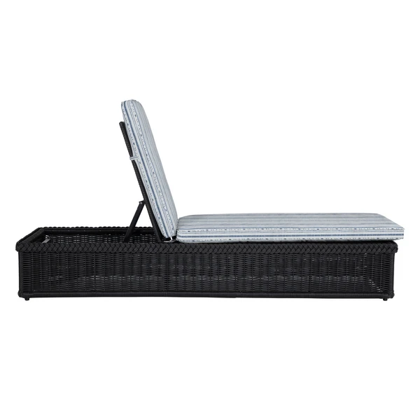 Emilia Ebony Chaise - Linen Indigo Stripe 6 Emilia Ebony Chaise - Linen Indigo Stripe - Image 6