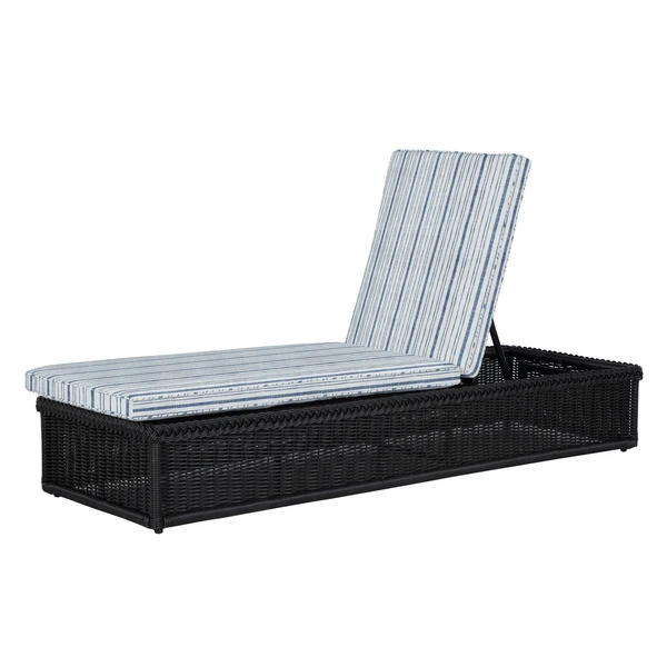 Emilia Ebony Chaise - Linen Indigo Stripe 1 Emilia Ebony Chaise - Linen Indigo Stripe