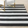 Accra Outdoor Stripe Rug - Black/Ivory