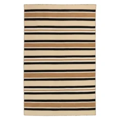 Variagated Stripe Outdoor Rug - Black