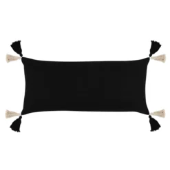 Zahli Lumbar Pillow - Black/Natural 8 Zahli Lumbar Pillow - Black/Natural -LOVESE Furniture Shop webimage 620391592 back