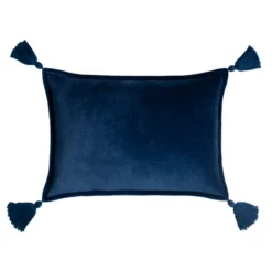 Velvet Tassle Lumbar Pillow - Navy