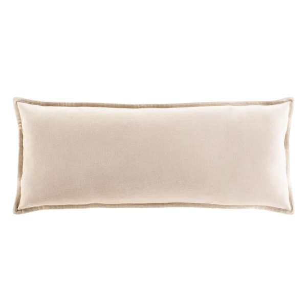 Long Velvet Lumbar Pillow - Light Beige 1 Long Velvet Lumbar Pillow - Light Beige