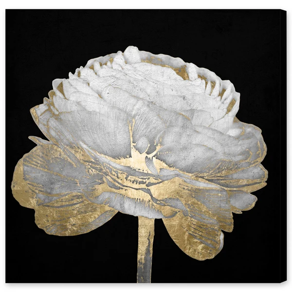 Gold And White Blossom On Black - Set Of 2 2 Gold And White Blossom On Black - Set Of 2 - Image 2