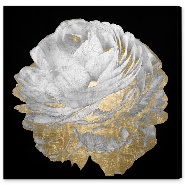 Gold And White Blossom On Black - Set Of 2 3 Gold And White Blossom On Black - Set Of 2 - Image 3