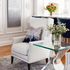 Joie De Vivre Pillow 22" - Sapphire -LOVESE Furniture Shop webimage EDT 20210216 Z Gallerie NJ After Foyer Detail 022 crop